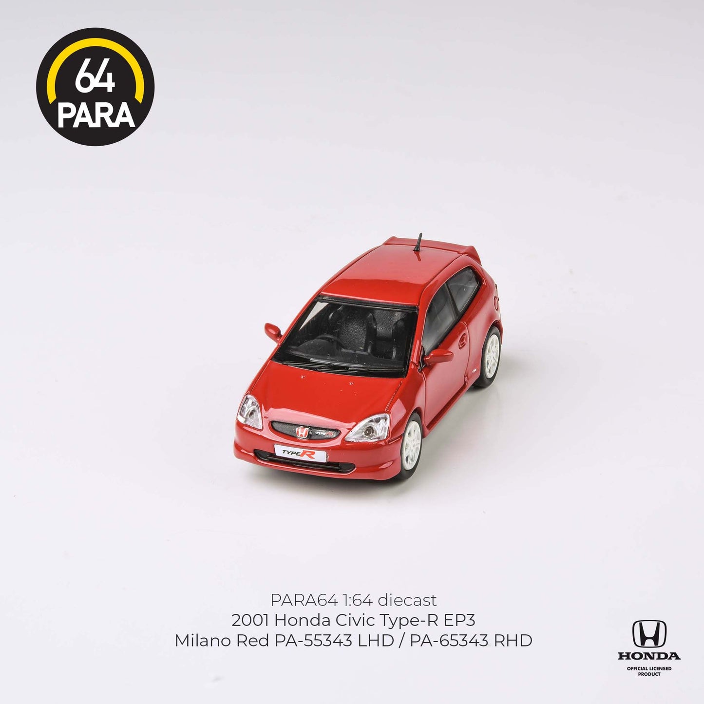 PARA64 1/64 Honda 2001 Civic Type R EP3 Milano Red LHD PA-55343