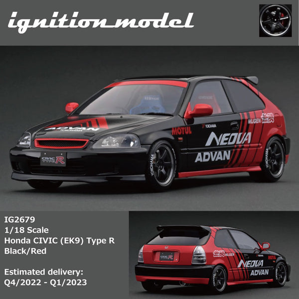 PREORDER Ignition Model 1/18 Honda CIVIC (EK9) Type R  Black/Red  IG2679 (Approx. Release Date : Q4/2022 - Q1/2023 subject to manufacturer's final decision)