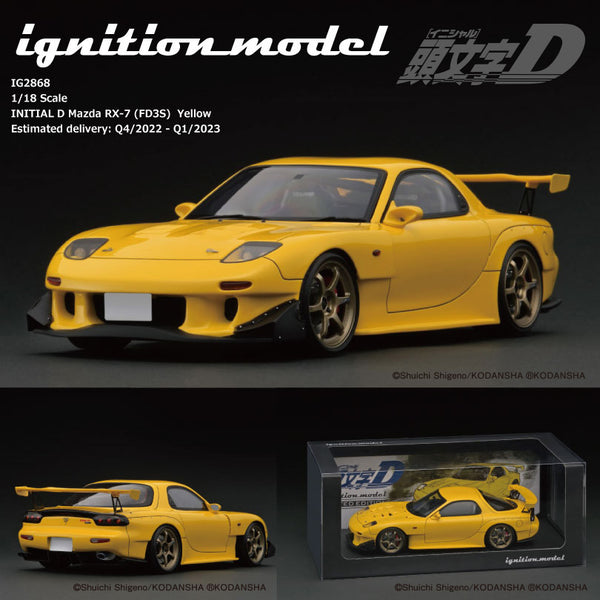 Ignition Model 1/18 INITIAL D Mazda RX-7 (FD3S) Yellow IG2868