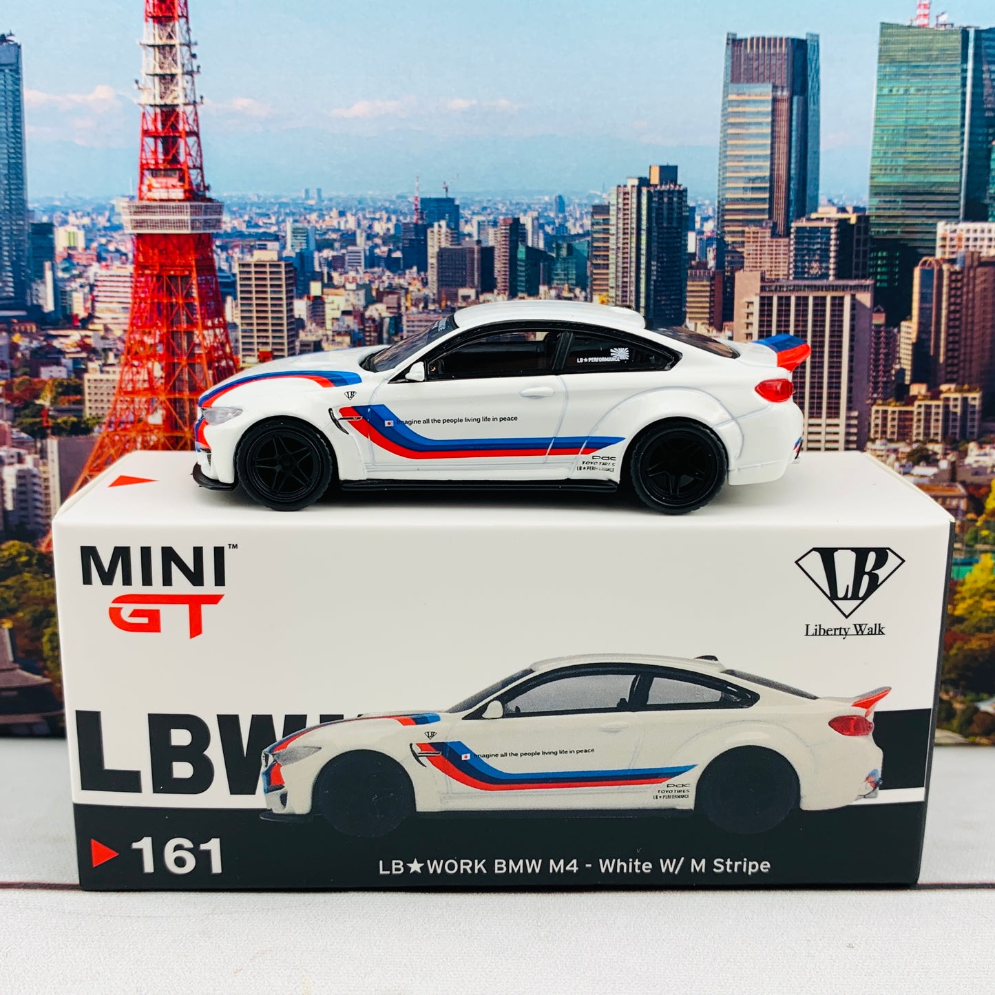 MINI GT 1/64 LB★WORKS BMW M4 White W/ M Stripe LHD MGT00161-L