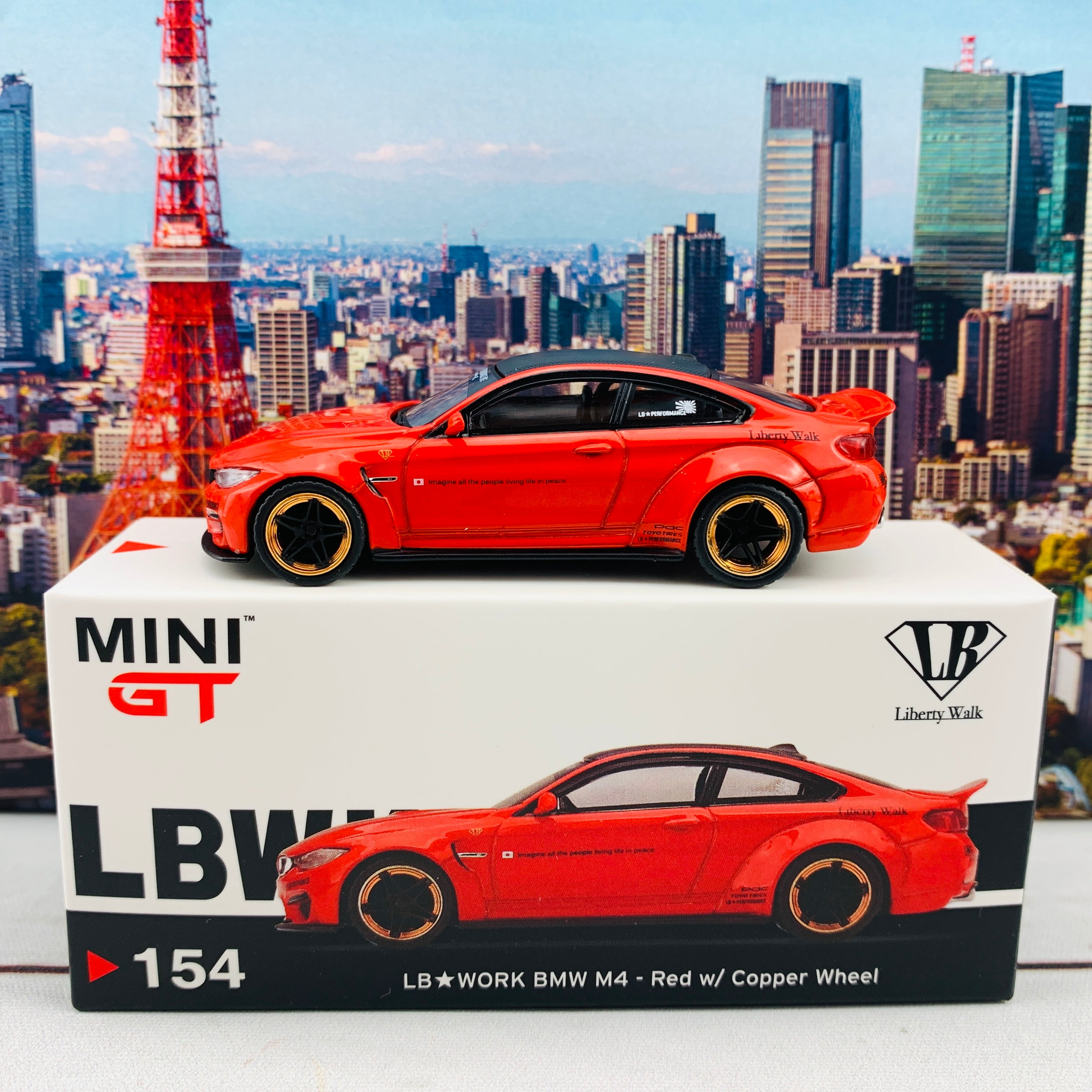 MINI GT 1/64 LB WORKS BMW M4 Red w/ Copper Wheel LHD MGT00154-L