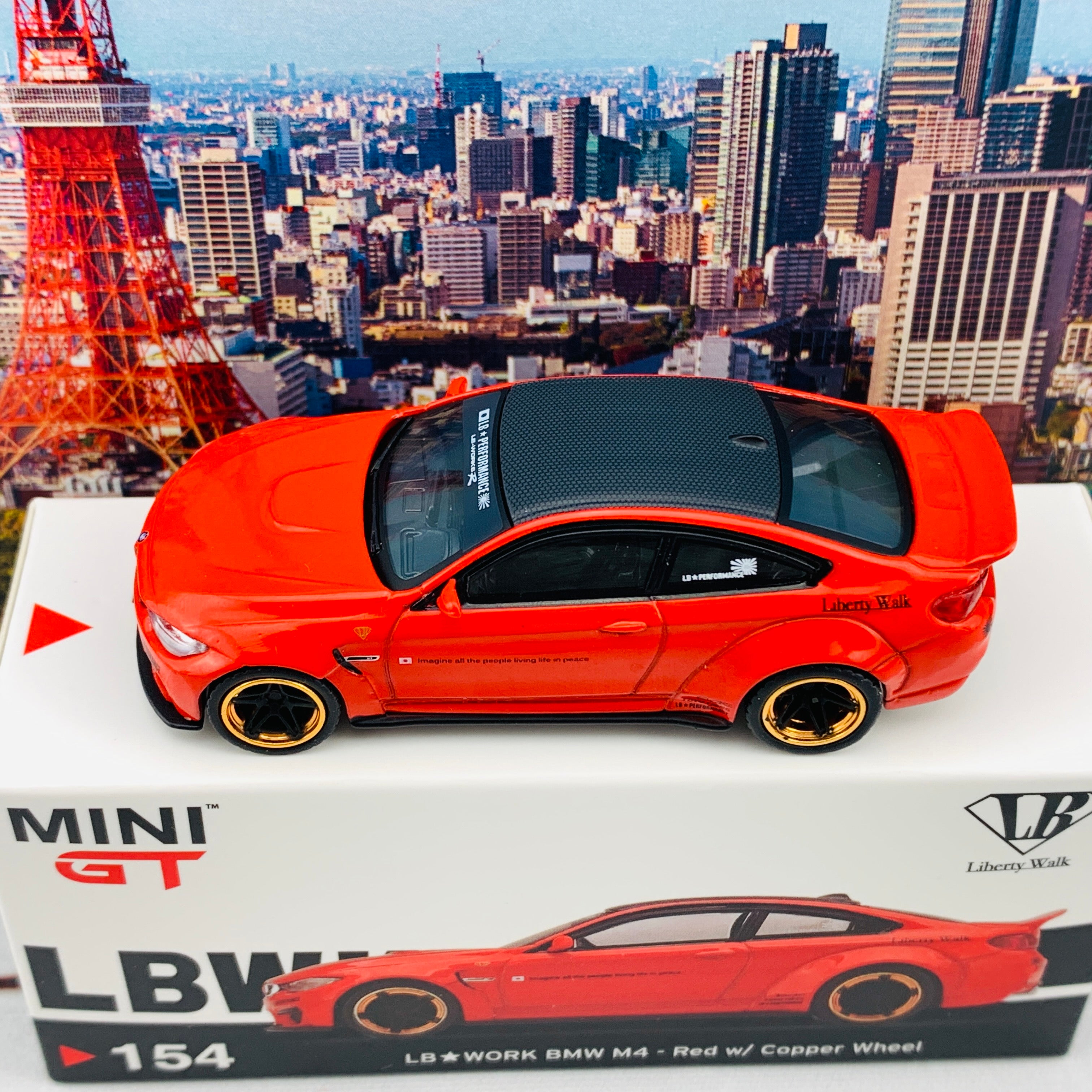 MINI GT 1/64 LB WORKS BMW M4 Red w/ Copper Wheel LHD MGT00154-L