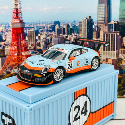 Tarmac Works 1/64 Porsche 911 GT3 R (991) GULF 12h 2018  Goethe / Hall / Fatien / Grogor *** With Container ***  T64-032-18GULF