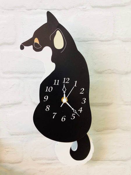 Black Shiba Inu Pendulum Wall Clock G-1181BK