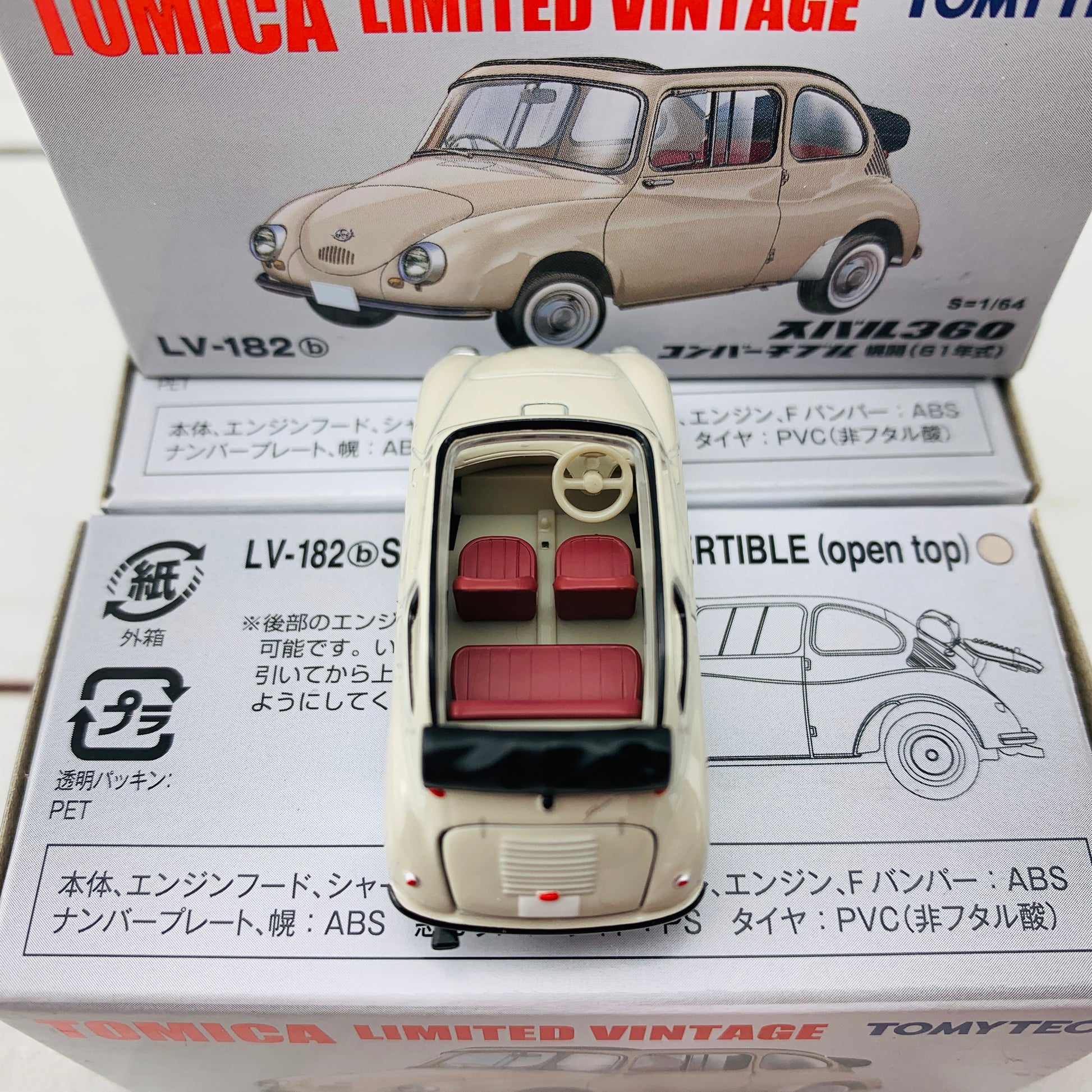Tomica Limited Vintage 1/64 Subaru 360 Convertible (Open Top) LV-182b (1961)