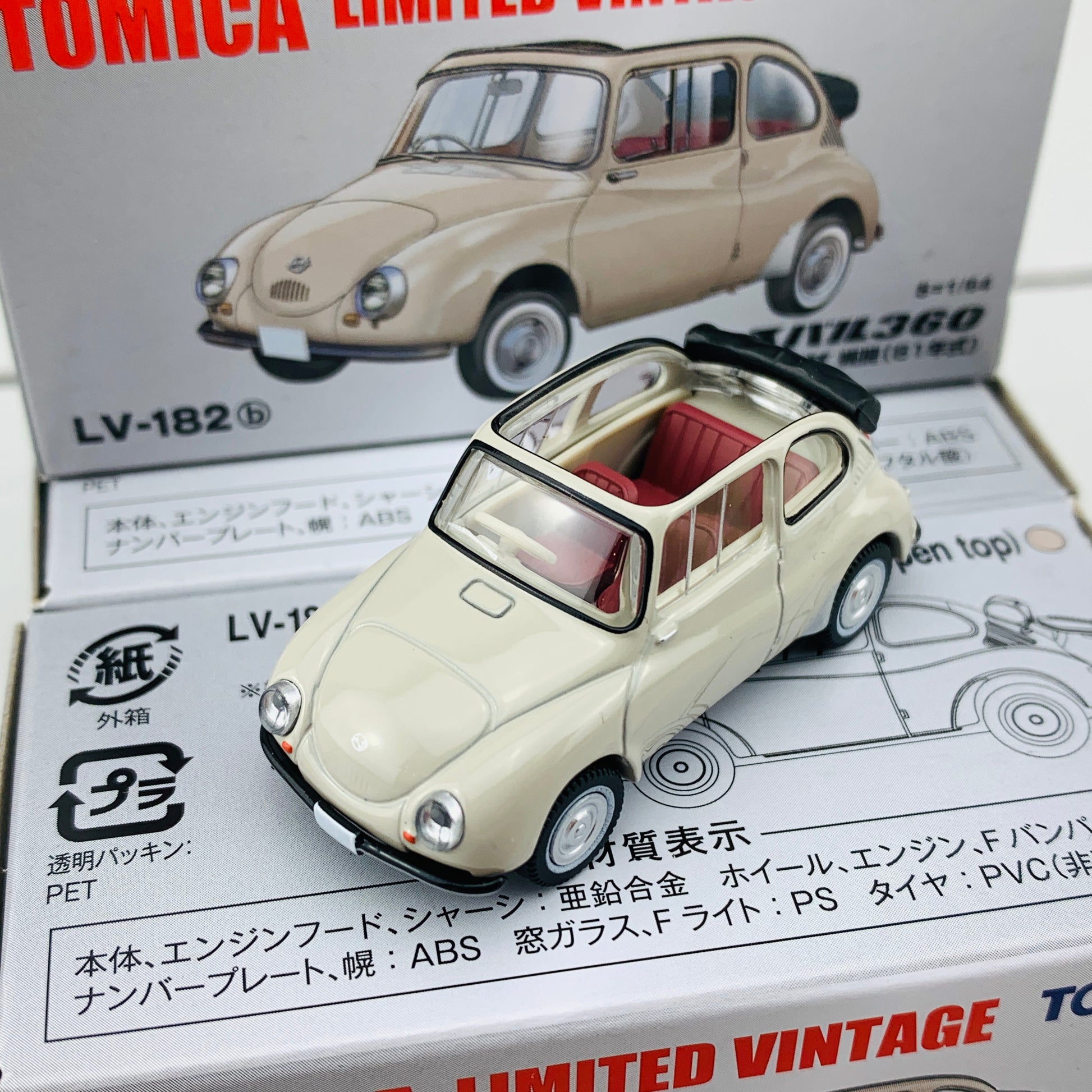 Tomica Limited Vintage 1/64 Subaru 360 Convertible (Open Top) LV-182b (1961)