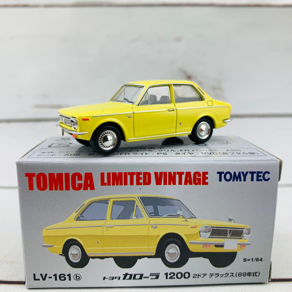 Tomica Limited Vintage 1/64 Toyota Corolla 1200 Two Door Deluxe Yellow (1969) LV-161b