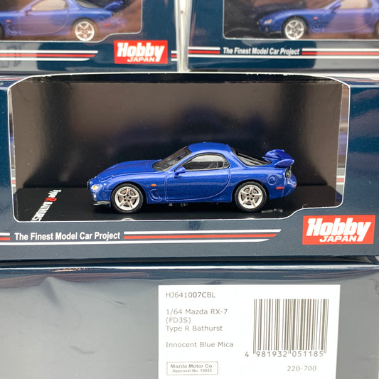 HOBBY JAPAN 1/64 Mazda RX7 FD3S Type R Bathurst Innocent Blue Mica HJ641007CBL