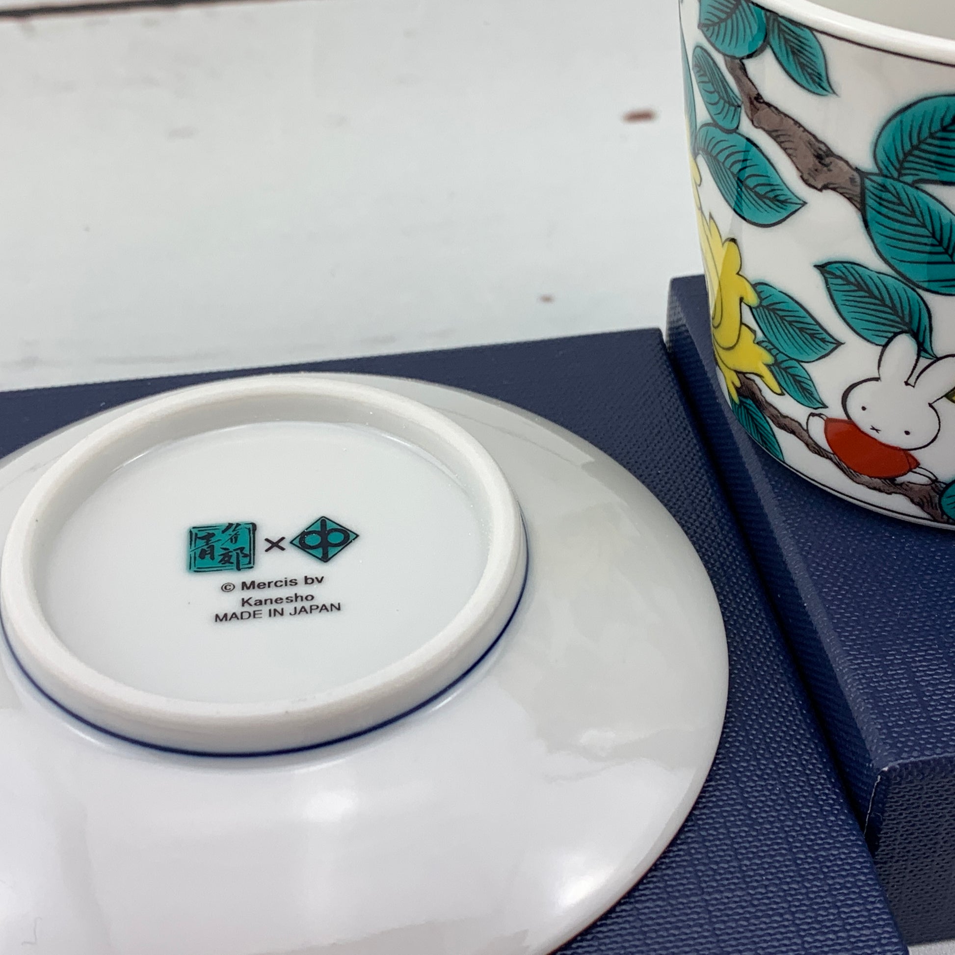 miffy 九谷焼 Kutani Cup and Plate set Made in Japan by Kanesho - GREEN 
