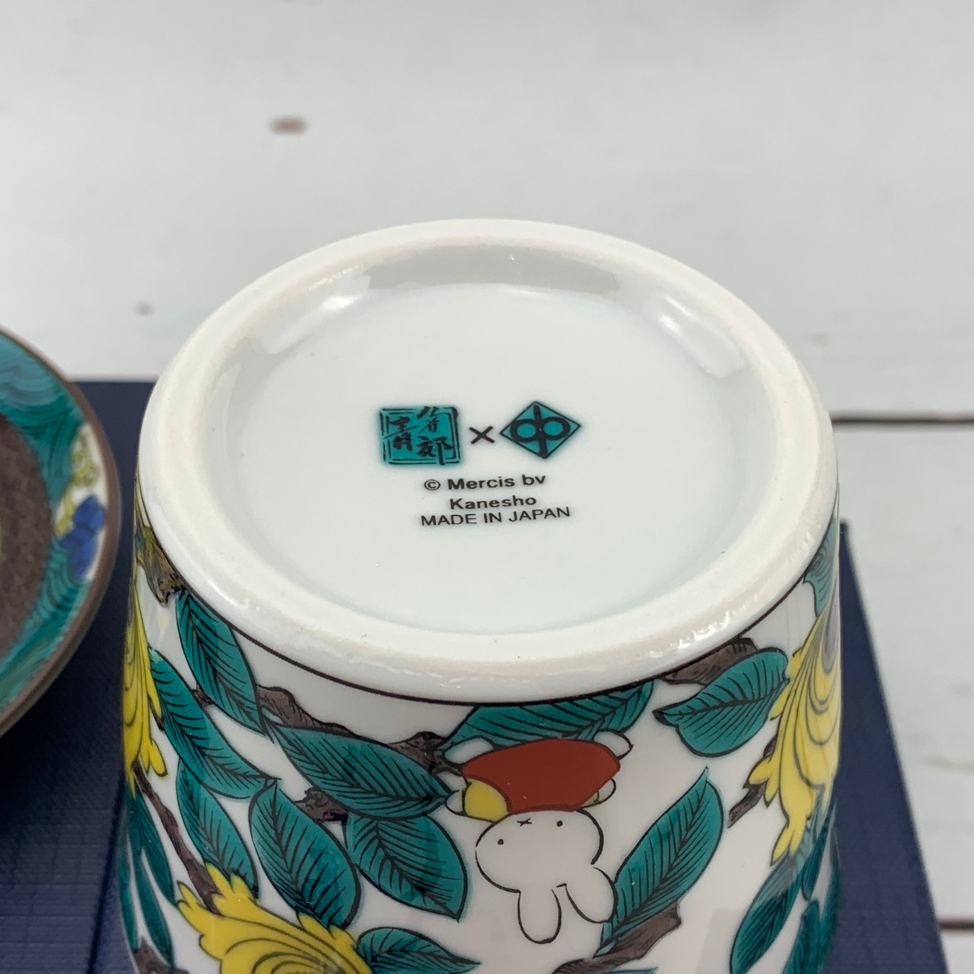 miffy 九谷焼 Kutani Cup and Plate set Made in Japan by Kanesho - GREEN 