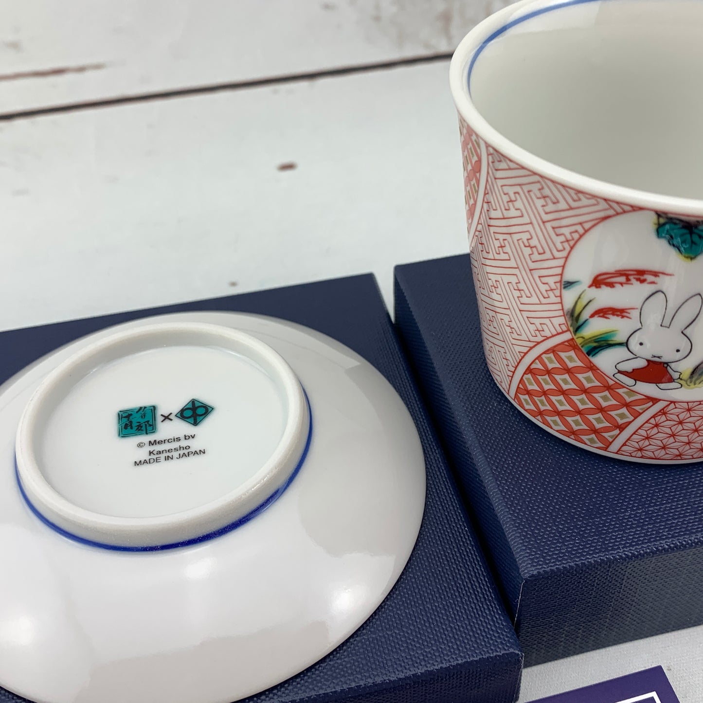miffy 九谷焼 Kutani Cup and Plate set Made in Japan by Kanesho - RED