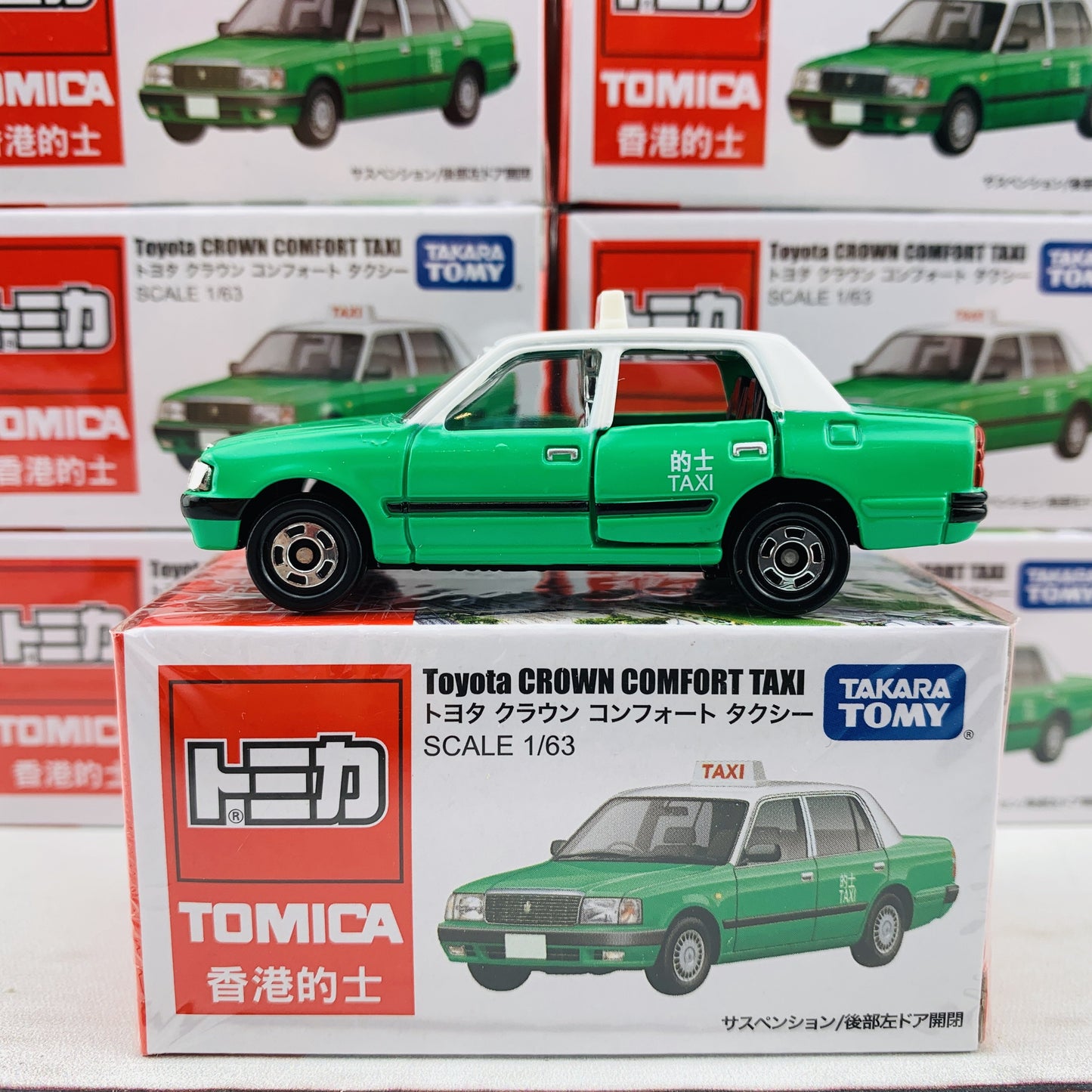 Tomica Toyota Crown Comfort Taxi 香港的士 Set of 3 (Red / Blue / Green)