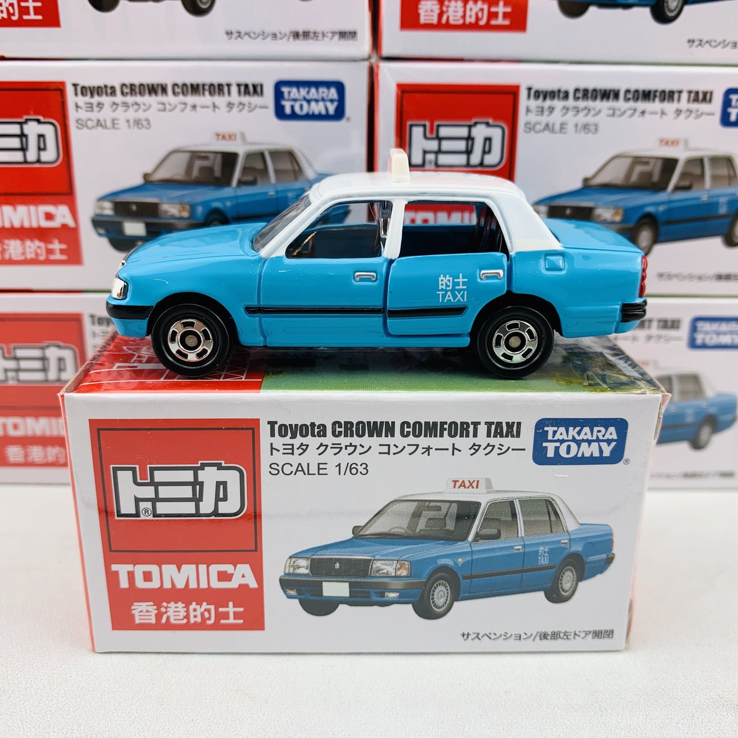 Tomica Toyota Crown Comfort Taxi 香港的士 Set of 3 (Red / Blue / Green)