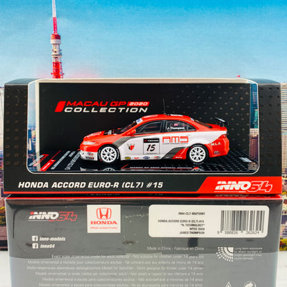 INNO64 MACAU GP 2020 COLLECTION HONDA ACCORD Euro-R (CL7) #15  "N. Technology" Macau World Touring Car Championship 2008 James Thompson 1991 IN64-CL7-MGP20NT