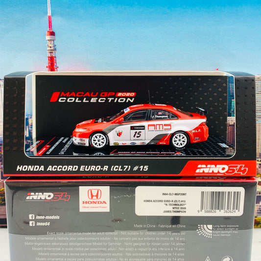 INNO64 MACAU GP 2020 COLLECTION HONDA ACCORD Euro-R (CL7) #15  "N. Technology" Macau World Touring Car Championship 2008 James Thompson 1991 IN64-CL7-MGP20NT