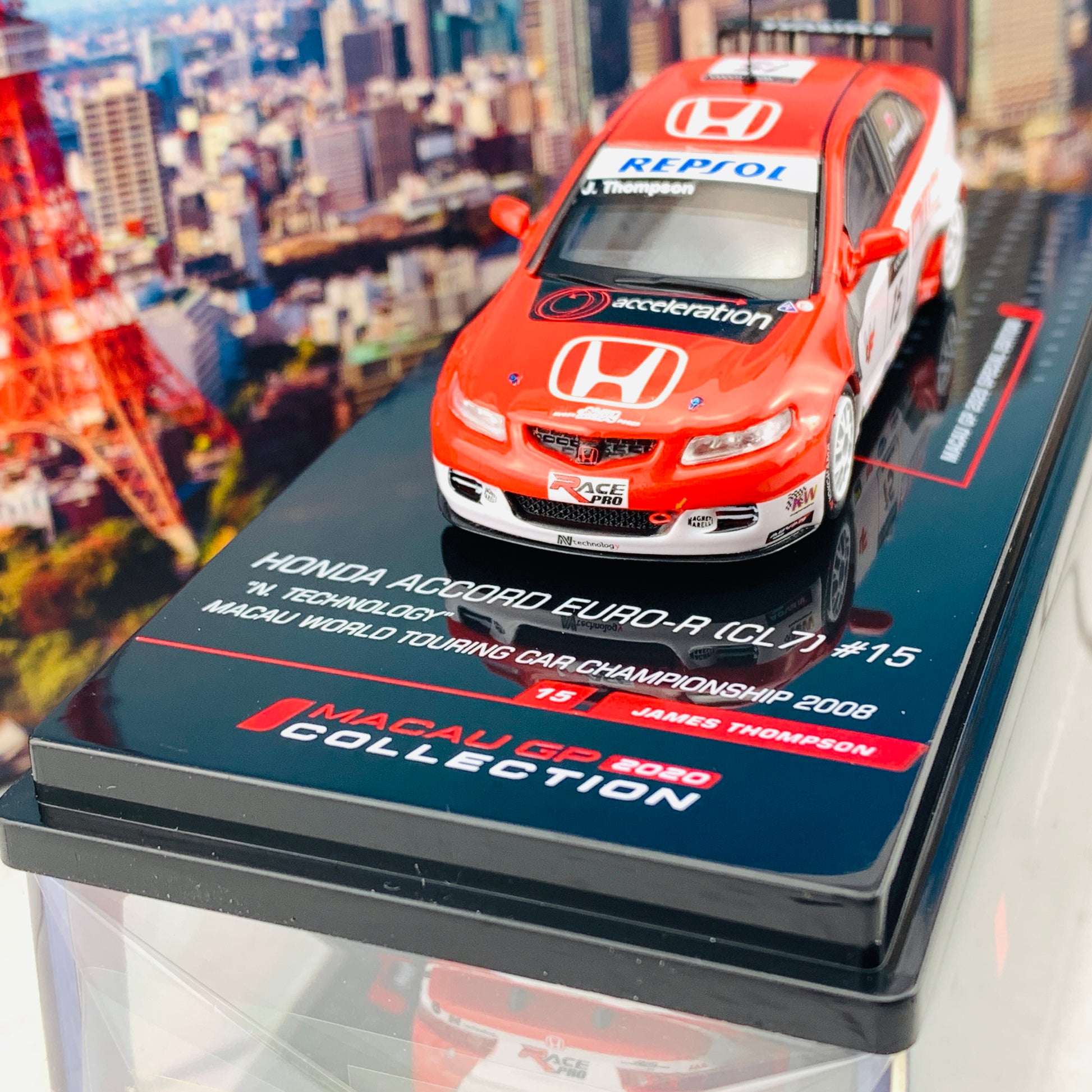 INNO64 MACAU GP 2020 COLLECTION HONDA ACCORD Euro-R (CL7) #15  "N. Technology" Macau World Touring Car Championship 2008 James Thompson 1991 IN64-CL7-MGP20NT