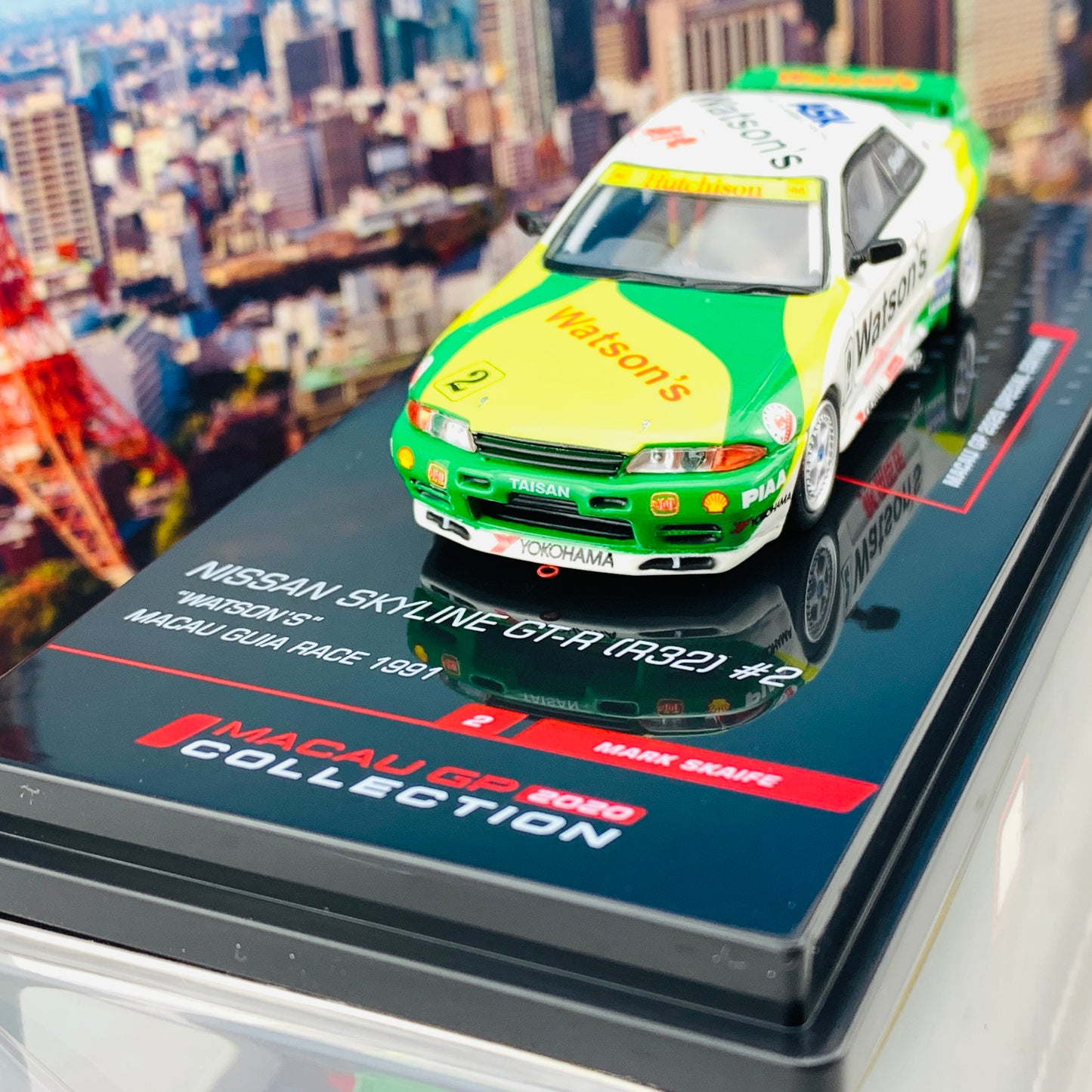 INNO64 MACAU GP 2020 COLLECTION NISSAN SKYLINE GT-R (R32) #2 "WATSON'S" Macau Guia Rce 1991 MARK SKAIFE IN64-R32-MGP20WS