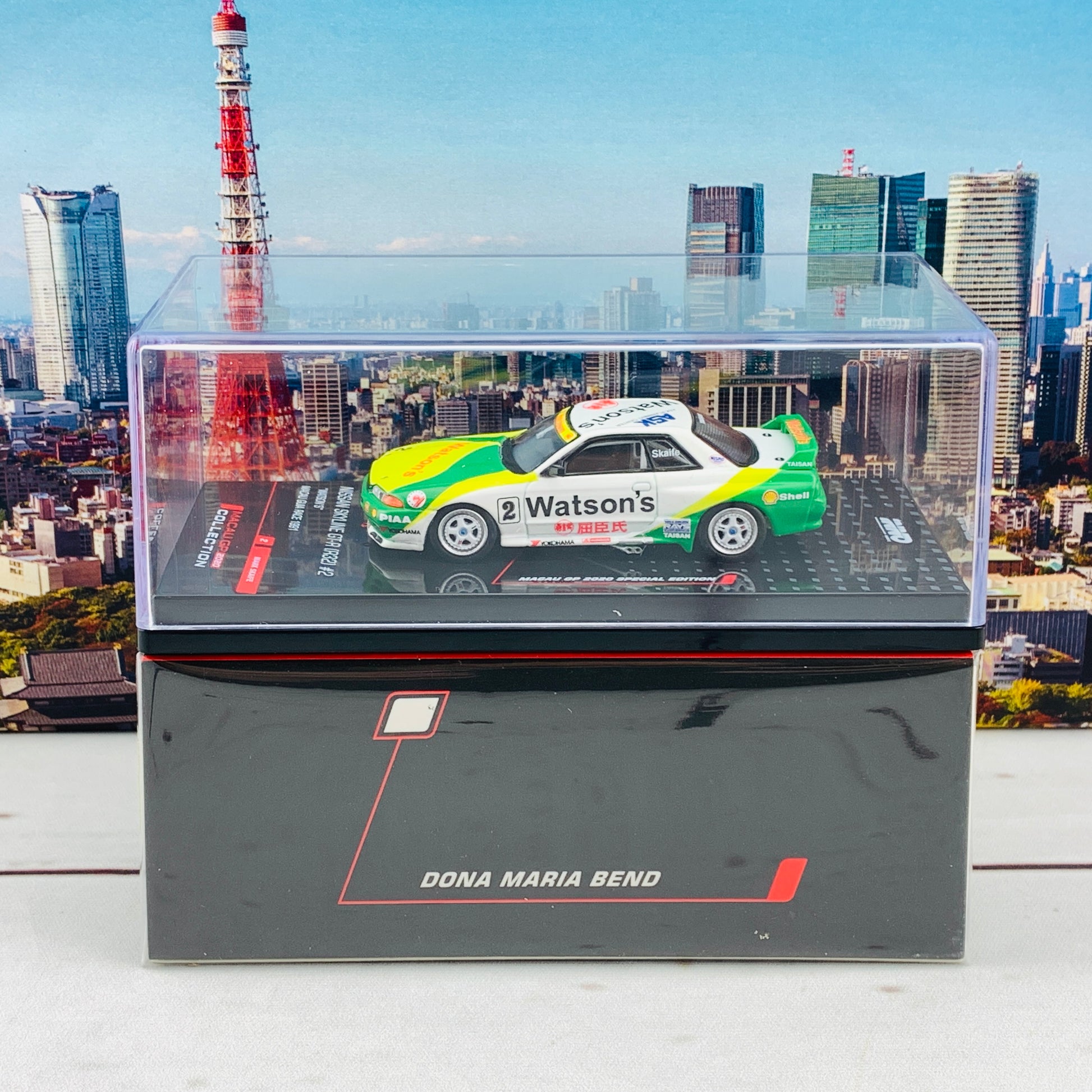 INNO64 MACAU GP 2020 COLLECTION NISSAN SKYLINE GT-R (R32) #2 "WATSON'S" Macau Guia Rce 1991 MARK SKAIFE IN64-R32-MGP20WS