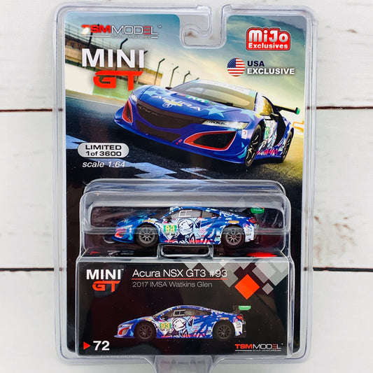 MIJO Exclusives Mini GT 1/64 Acura NSX GT3 #93 2017 IMSA Walkins Glen LHD MGT00072-MJ