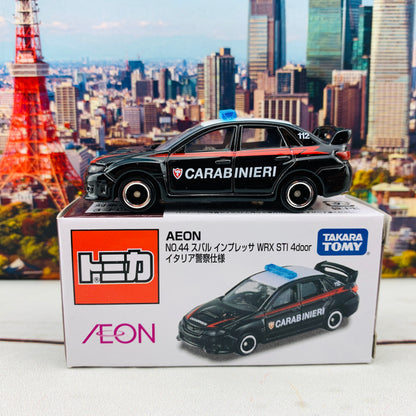 Tomica AEON No. 44 Subaru Impreza WRX STi 4 door Italy Police Car