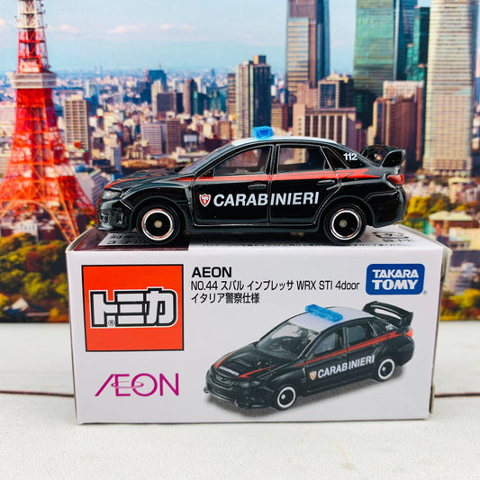 Tomica AEON No. 44 Subaru Impreza WRX STi 4 door Italy Police Car