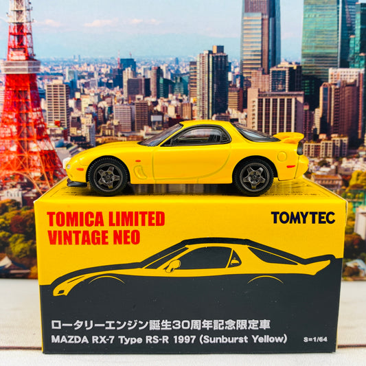 Tomica Limited Vintage Neo 1/64 Mazda RX7 Type RS-R 1997 (Sunburst Yellow) "Rotary Engine 30th Anniversary Limited Edition"