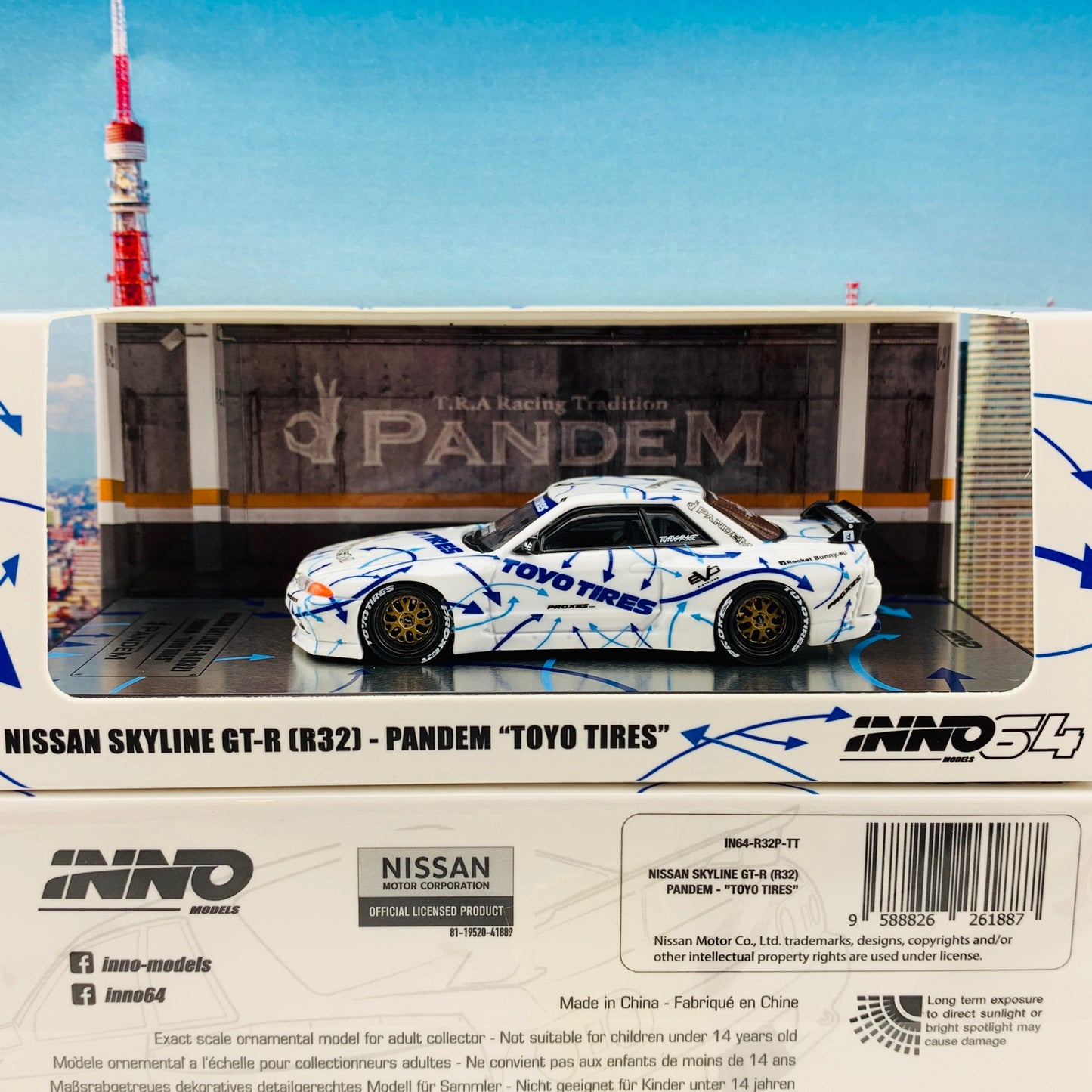 INNO64 1/64 NISSAN SKYLINE GTR R32 ROCKET BUNNY PANDEM TOYO TIRES IN64-R32-TT 