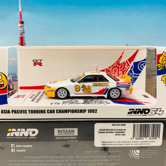 INNO64 Nissan Skyline GTR R32 #9 "Singha National Panasonic" APTCC 1992 IN64-R32-SIN92