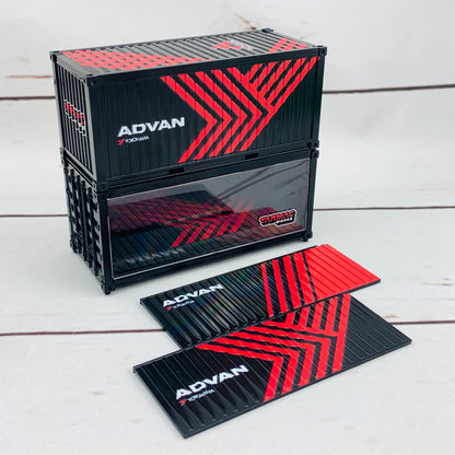 Tarmac Works 1/64 Honda Civic Type R EK9 Super Taikyu 2000 Class 4 Champion #54 T64-010-ADV and Tarmac Works 1/64 Containers Set - ADVAN T64C-001-ADV