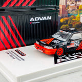 Tarmac Works 1/64 Toyota Corolla AE92 JTCC 1990 Div.3 Champion 鈴木惠一/ 新田守男 T64-036-90JTC25 and Tarmac Works 1/64 Containers Set - ADVAN T64C-001-ADV