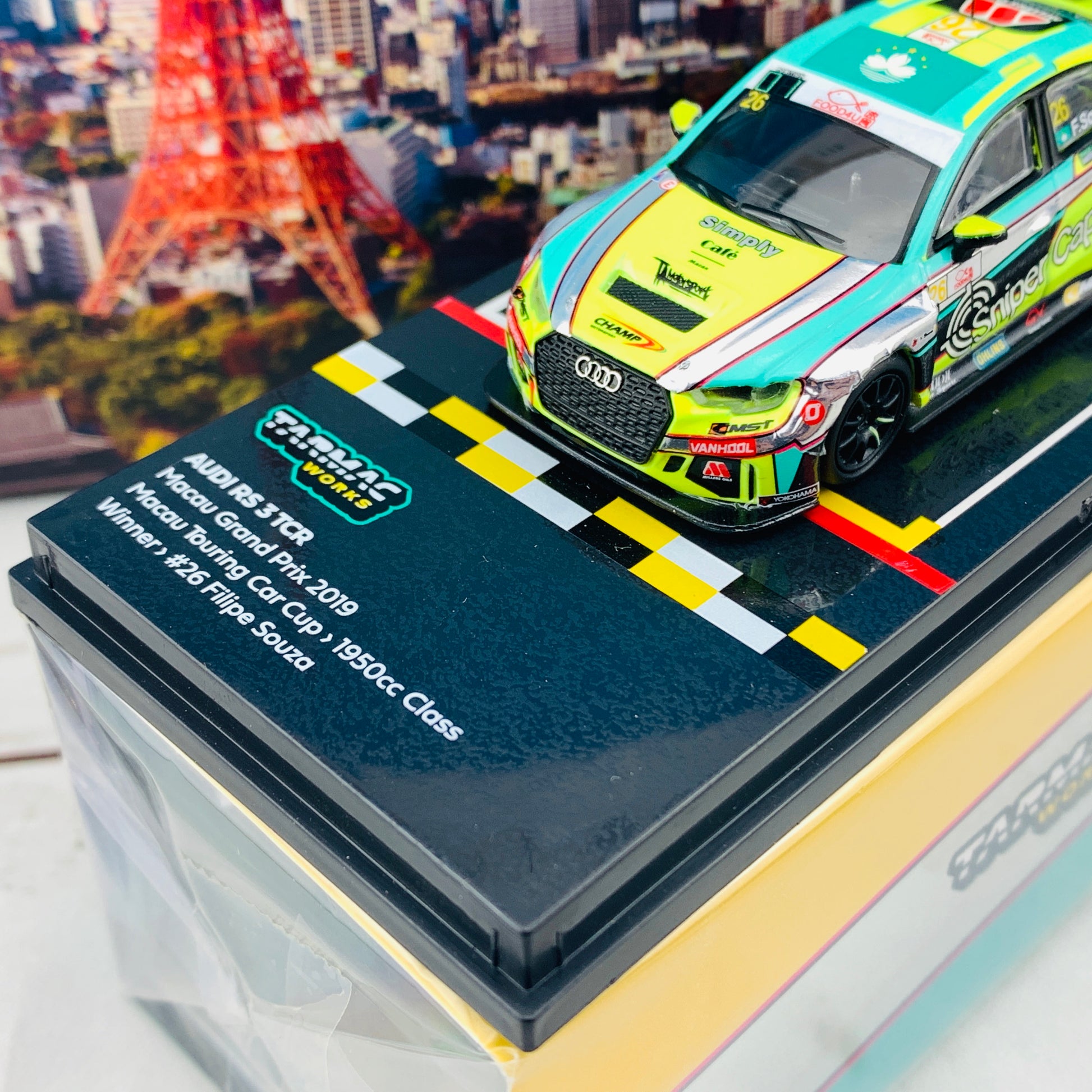 Tarmac Works 1/64 Audi RS 3 TCR Macau Touring Car Cup 2019 - 1950cc Class Winner Filipe de Souza  T64-013-19MGP26