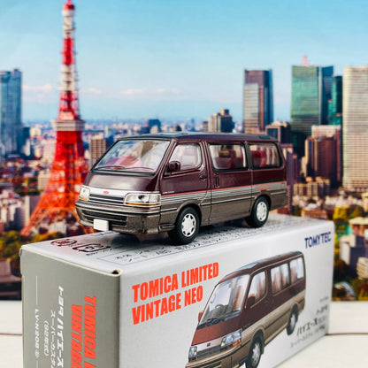 Tomytec Tomica Limited Vintage Neo 1/64 Toyota Hiace Wagon Super Custom 1992 Dark Red/Brown LV-N208b
