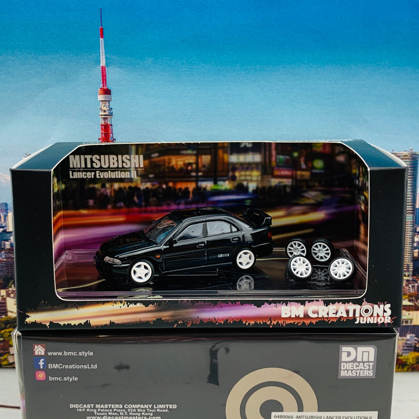 BM Creations JUNIOR 1/64 Mitsubishi Lancer Evolution II BLACK RHD 64B0066
