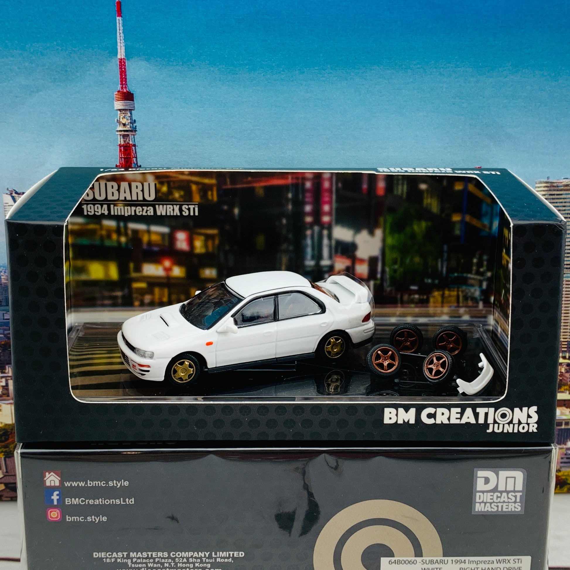 BM Creations JUNIOR 1/64 Subaru Impreza WRX STi 1994 WHITE RHD 64B0060