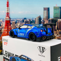 MINI GT 1/64 LB WORKS Nissan GTR R35 Type 2 Rear Wing Version 3, Blue, LB Work Livery 2.0  RHD MGT00135-R