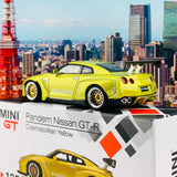 MINI GT 1/64 Pandem Nissan GT-R R35 GT Wing Cosmopolitan Yellow RHD MGT00125-R