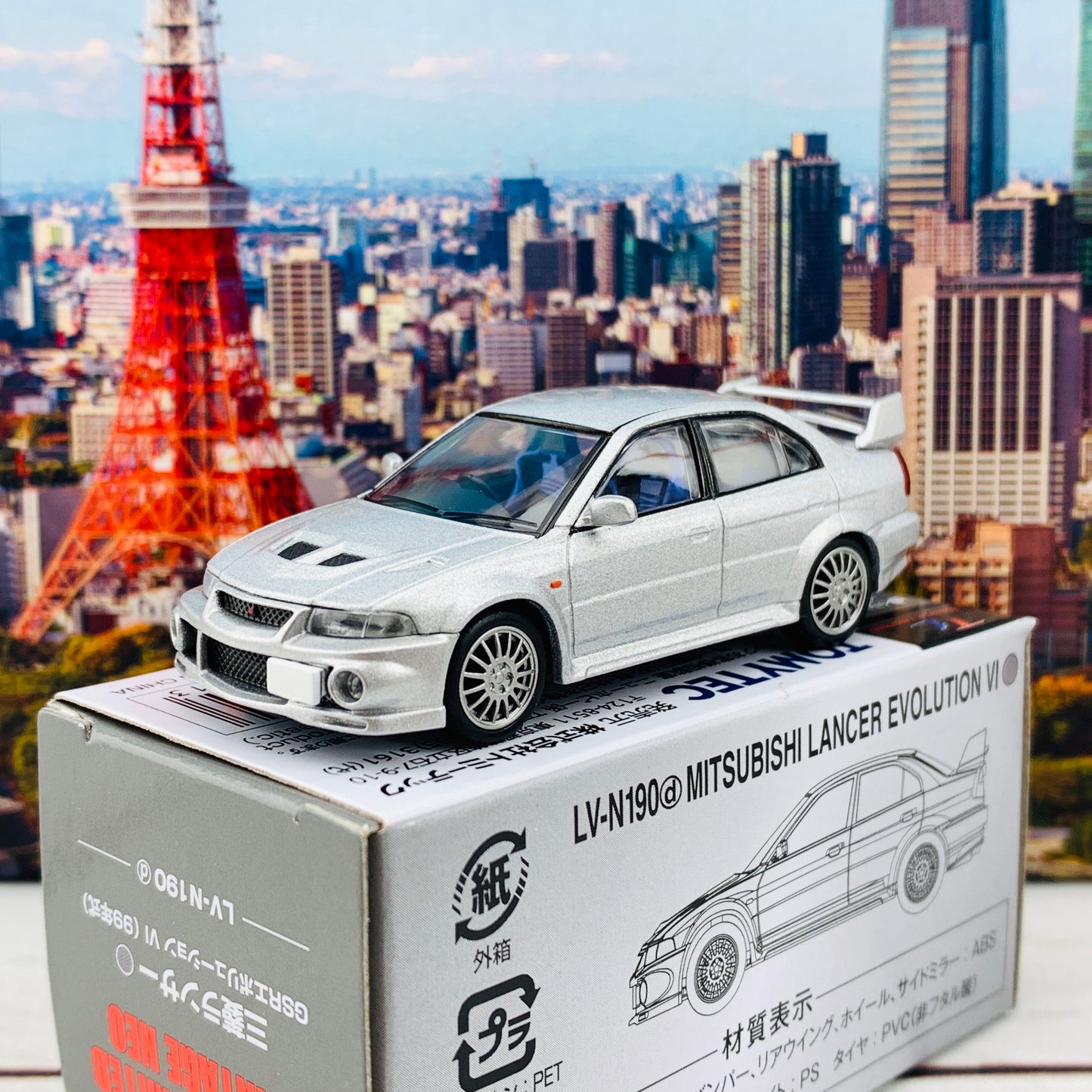 Tomytec Tomica Limited Vintage Neo 1/64 Mitsubishi Lancer GSR Evolution VI Silver LV-N190d
