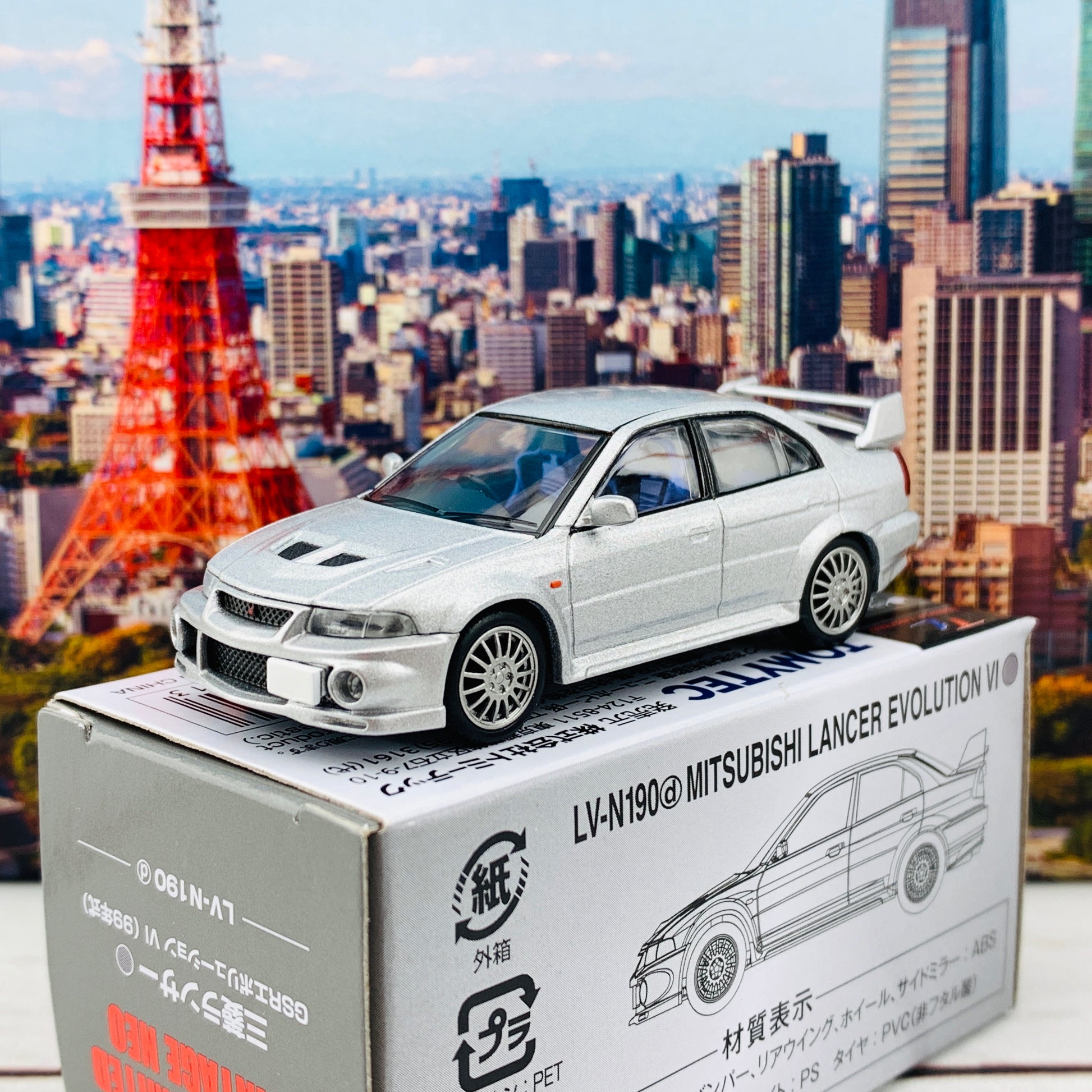 Tomytec Tomica Limited Vintage Neo 1/64 Mitsubishi Lancer GSR Evolution VI Silver LV-N190d