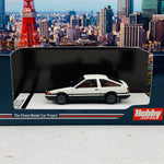 HOBBY JAPAN 1/64 Toyota Sprinter Trueno GT Apex AE86 Customized Version with Carbon Bonnet & Opened Headlight White/Black HJ641008LCWK