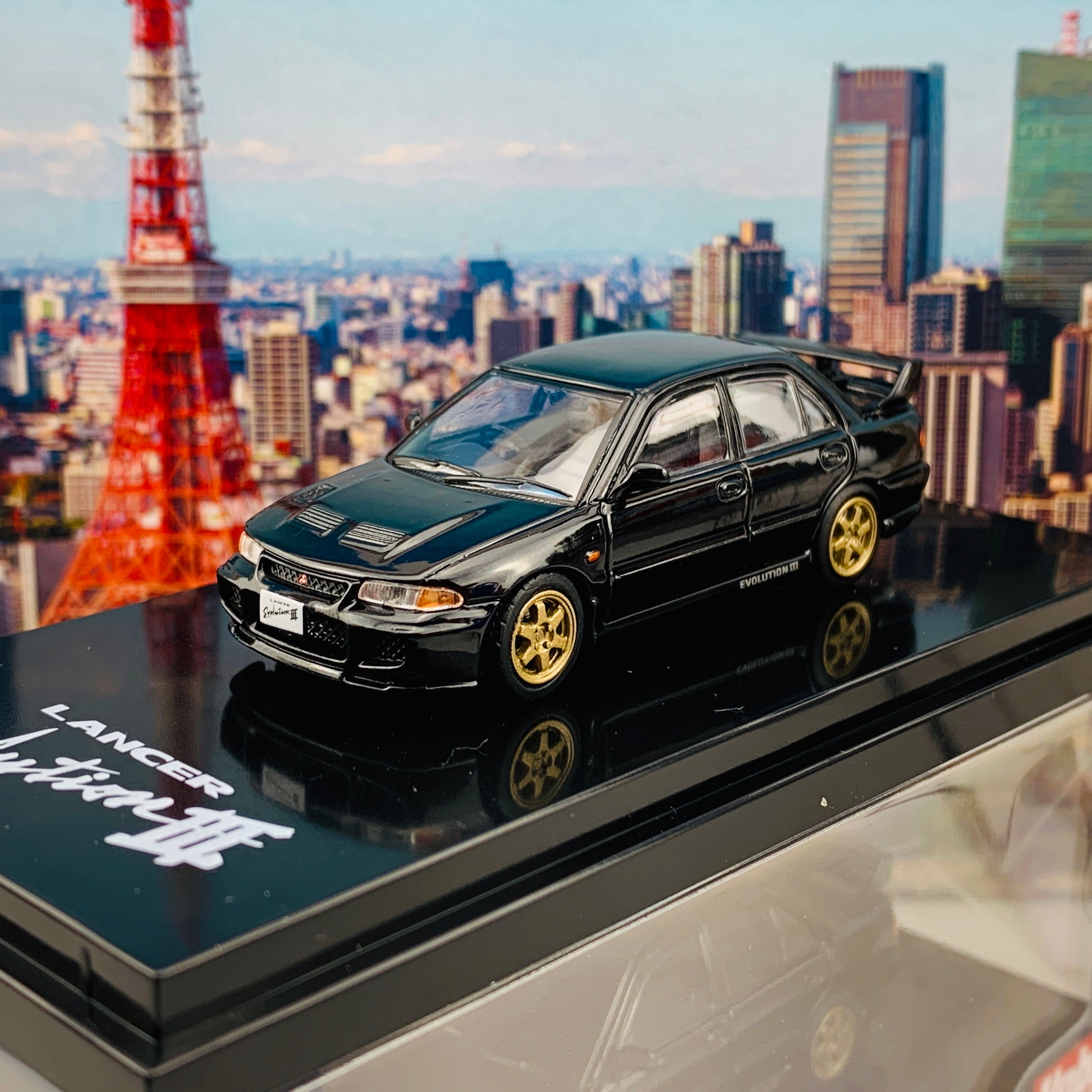 HOBBY JAPAN 1/64 Mitsubishi Lancer GSR Evolution III CE9A Customized Version Pyrenees Black HJ641010CBK