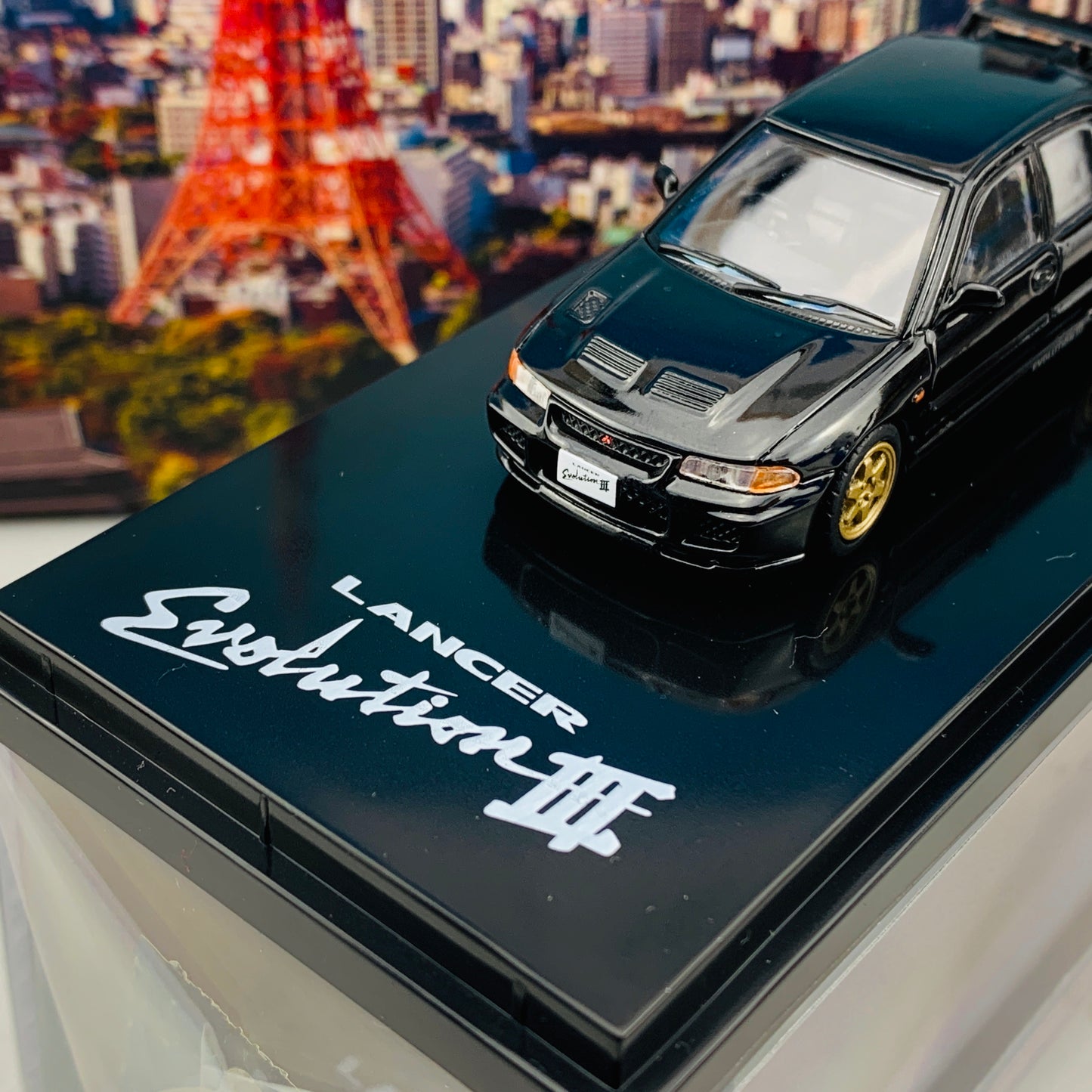 HOBBY JAPAN 1/64 Mitsubishi Lancer GSR Evolution III CE9A Customized Version Pyrenees Black HJ641010CBK