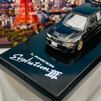 HOBBY JAPAN 1/64 Mitsubishi Lancer GSR Evolution III CE9A Customized Version Pyrenees Black HJ641010CBK