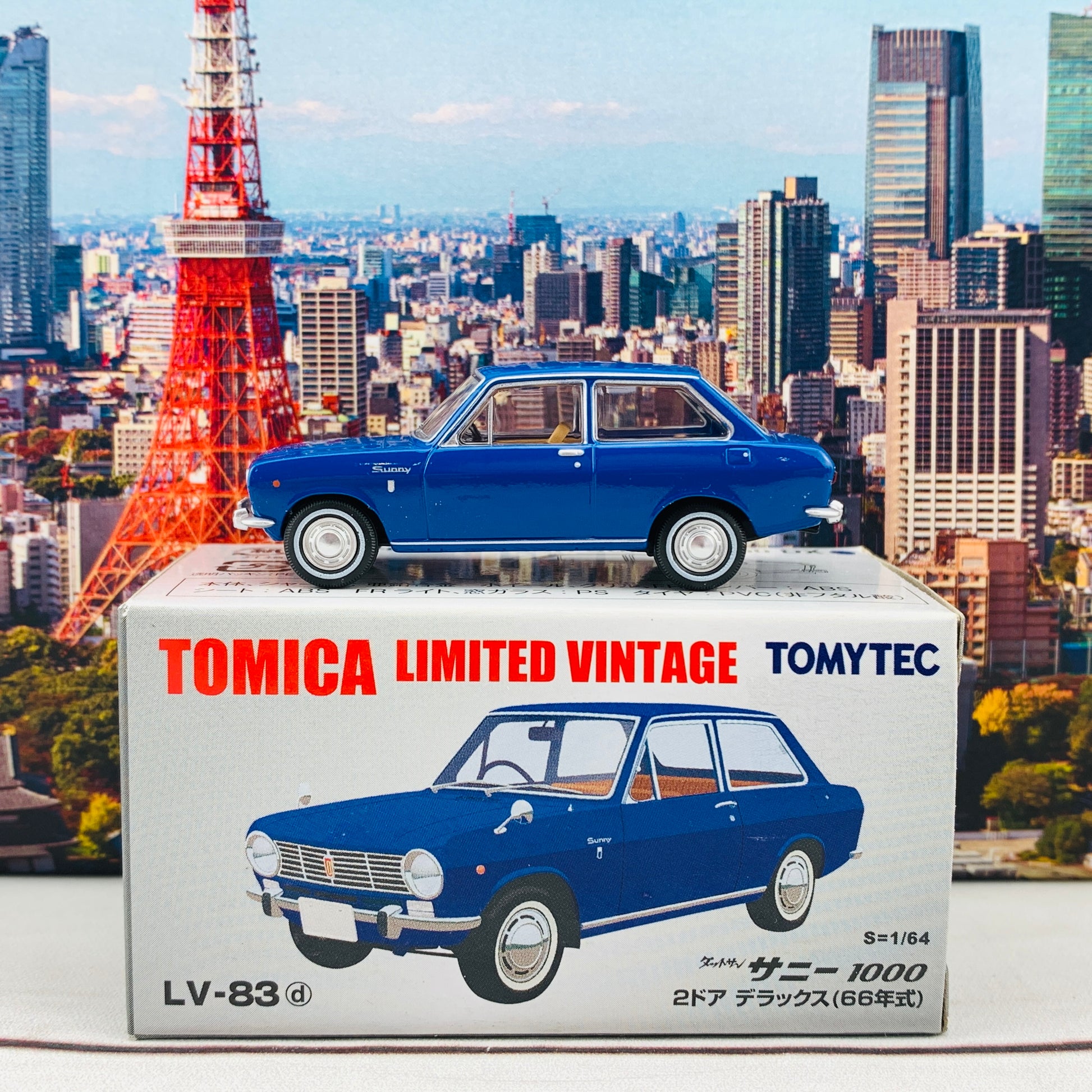 Tomica Limited Vintage 1/64 Datsun Sunny 1000 DX Blue LV-83d