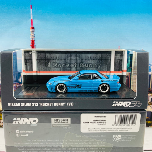 INNO64 1/64 NISSAN SILVIA S13 ROCKET BUNNY V1 Light Blue IN64-S13V1-LBL