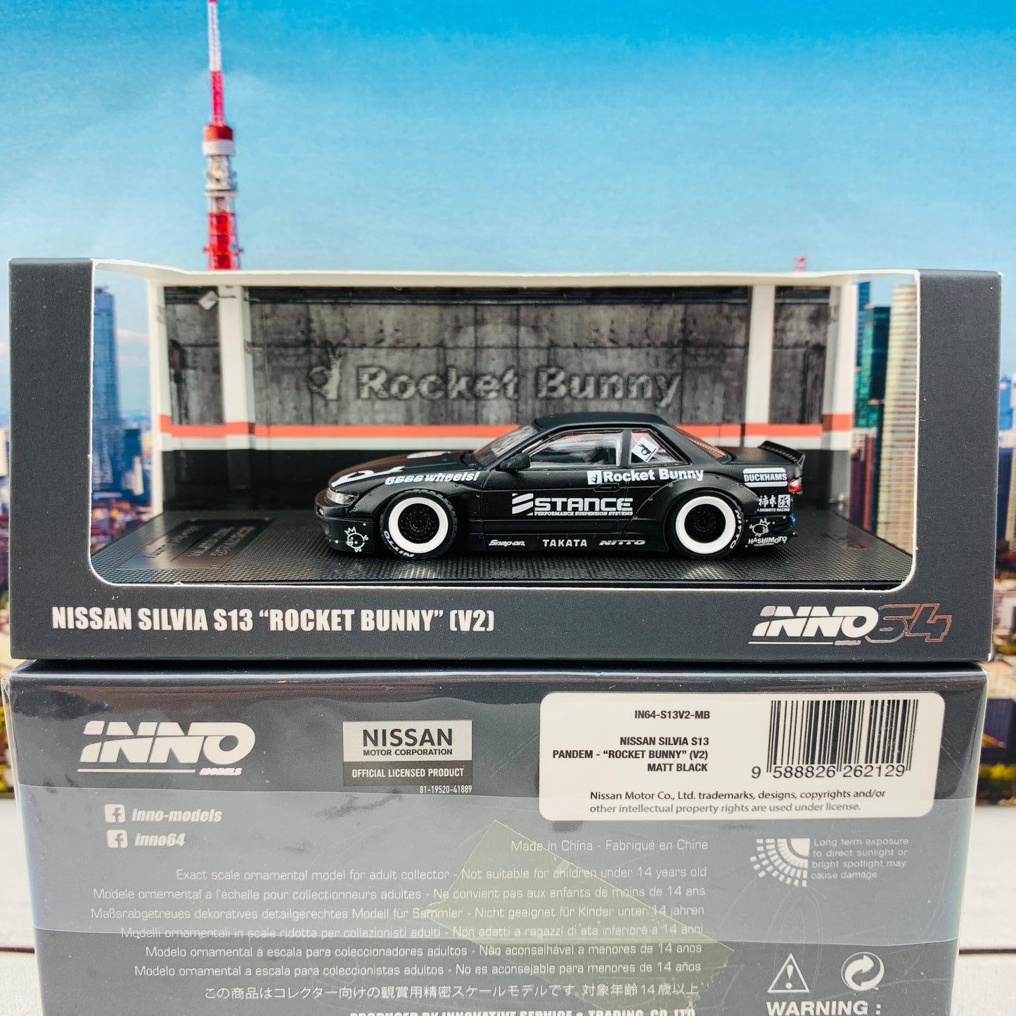 INNO64 1/64 NISSAN SILVIA S13 ROCKET BUNNY V2 Matte Black IN64-S13V2-MB