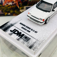 INNO64 1/64 JDM COLLECTION HONDA CIVIC SI E-AT WHITE "OSAKA JDM" with Extra Wheels and Decals IN64-EAT-JDM07