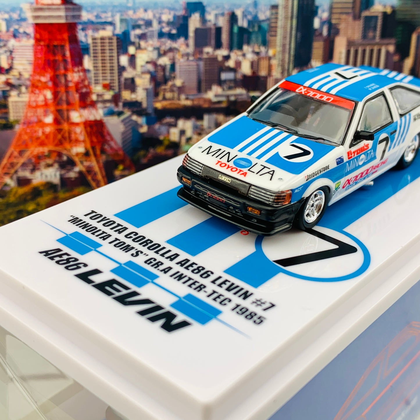 INNO64 1/64 TOYOTA COROLLA Levin AE86 #7 "MINOLTA TOM'S " GR.A INTER-TEC 1985 IN64-AE86-TOMS