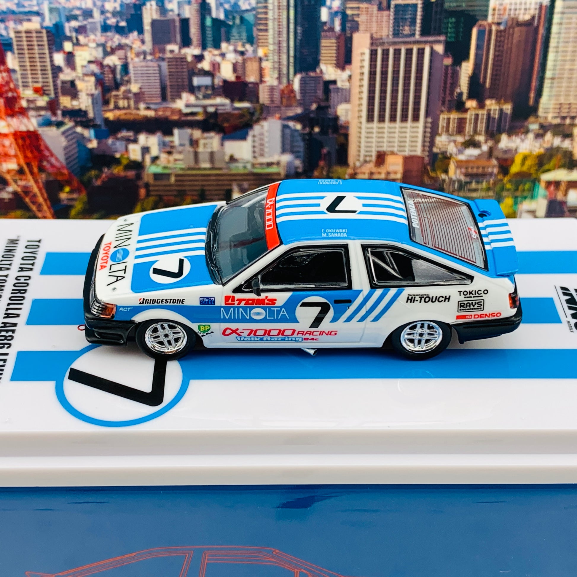 INNO64 1/64 TOYOTA COROLLA Levin AE86 #7 "MINOLTA TOM'S " GR.A INTER-TEC 1985 IN64-AE86-TOMS