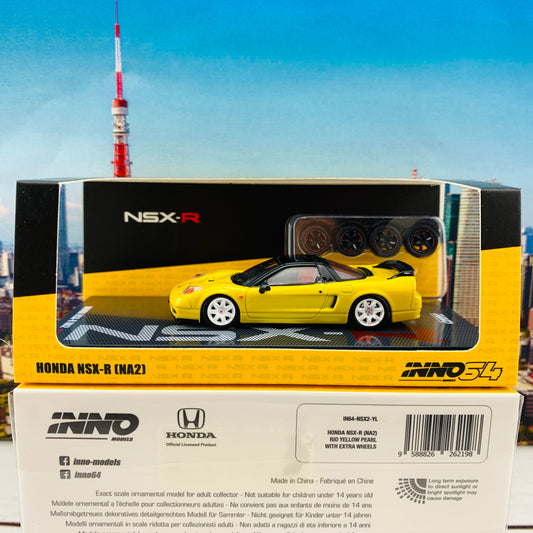 INNO64 1/64 HONDA NSX-R NA2 Yellow Pearl W/ Extra Wheels IN64-NSX2-YL