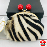 Leather Bon Bon Pouch - Zebra (Made in Japan) 515-137 33-00